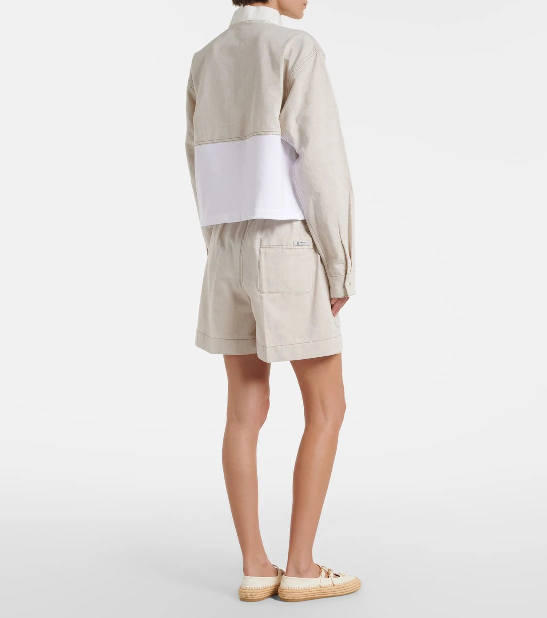 Prada - Cotton and linen chambray shorts
