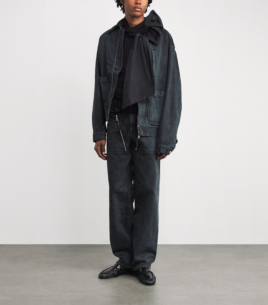 DRIES VAN NOTEN Grey Denim Overdyed Workwear Jacket