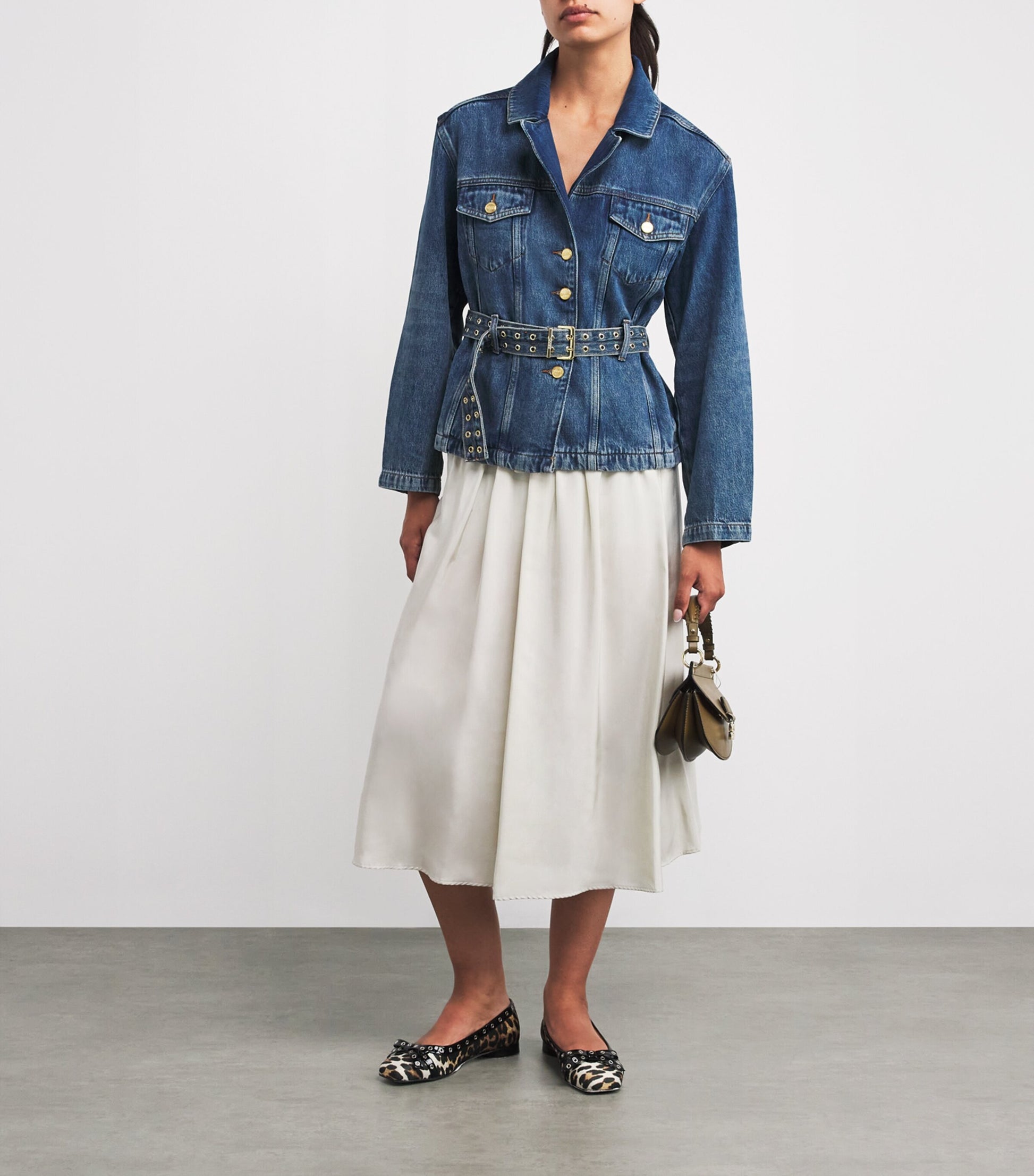 GANNI Blue Belted Denim Jacket