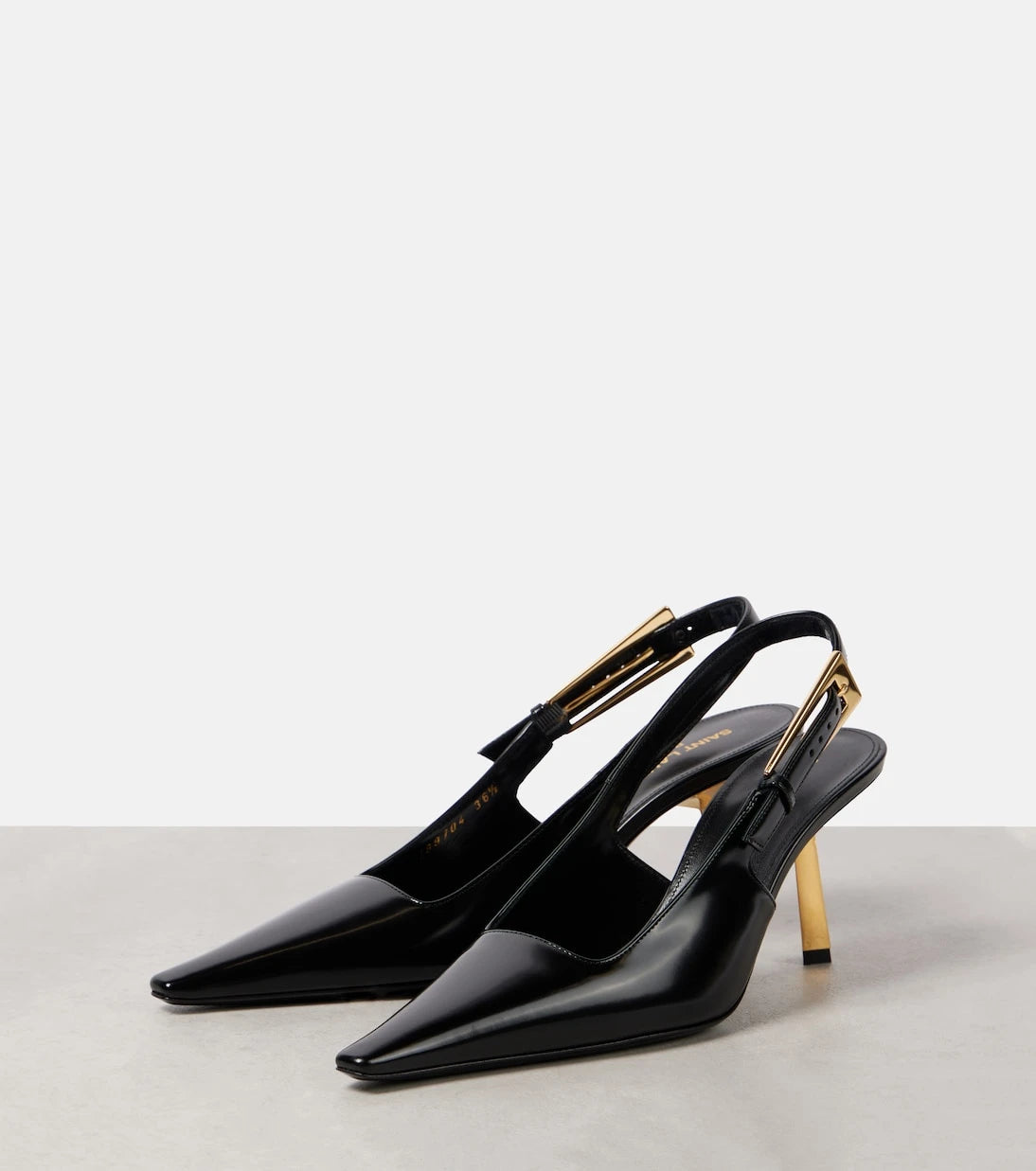 Saint Laurent - Lee 75 polished leather slingback pumps