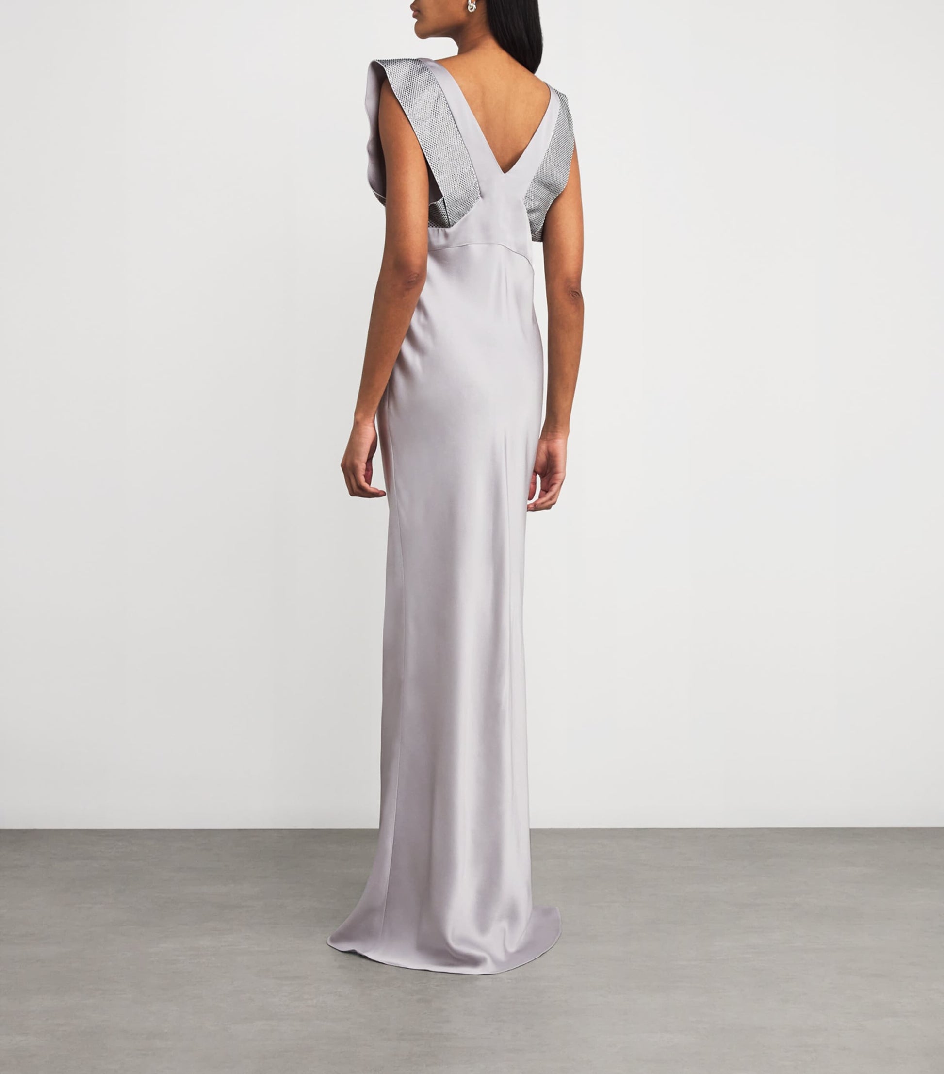 Stella McCartney Blue Satin Crystal-Embellished Gown