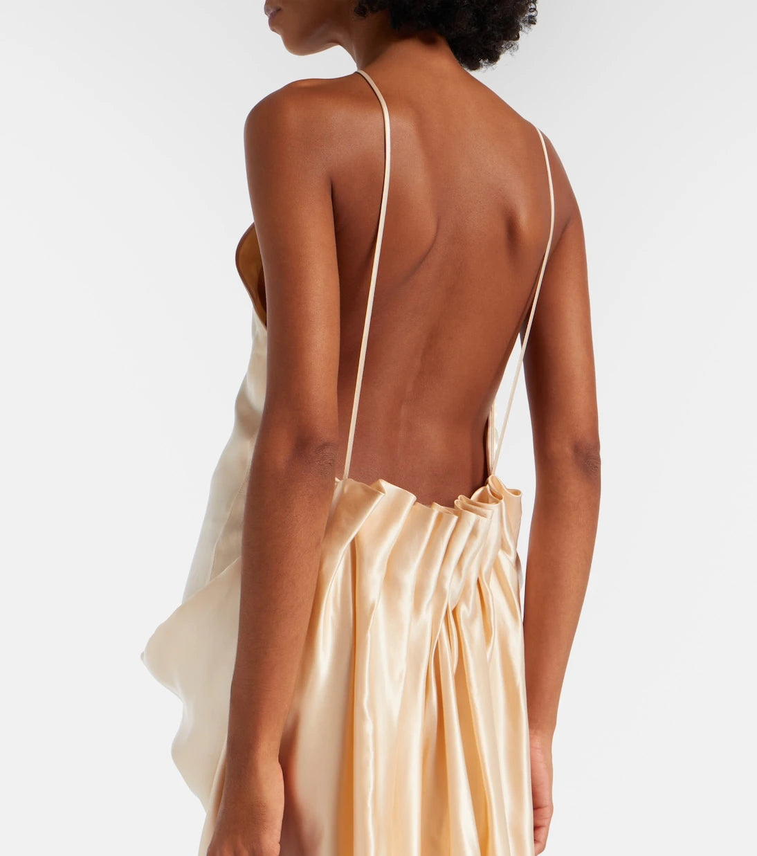 Khaite - Draped gathered satin maxi dress