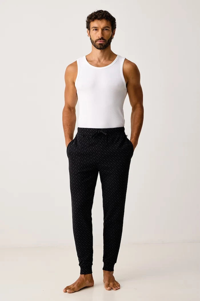 Pamuklu Erkek Pijama Altı WaffleAOP Cuff Pants