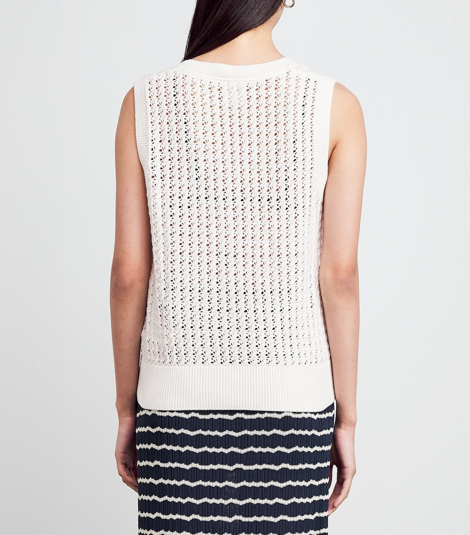 Open-Knit Ferns Tank Top SNOW WHITE
