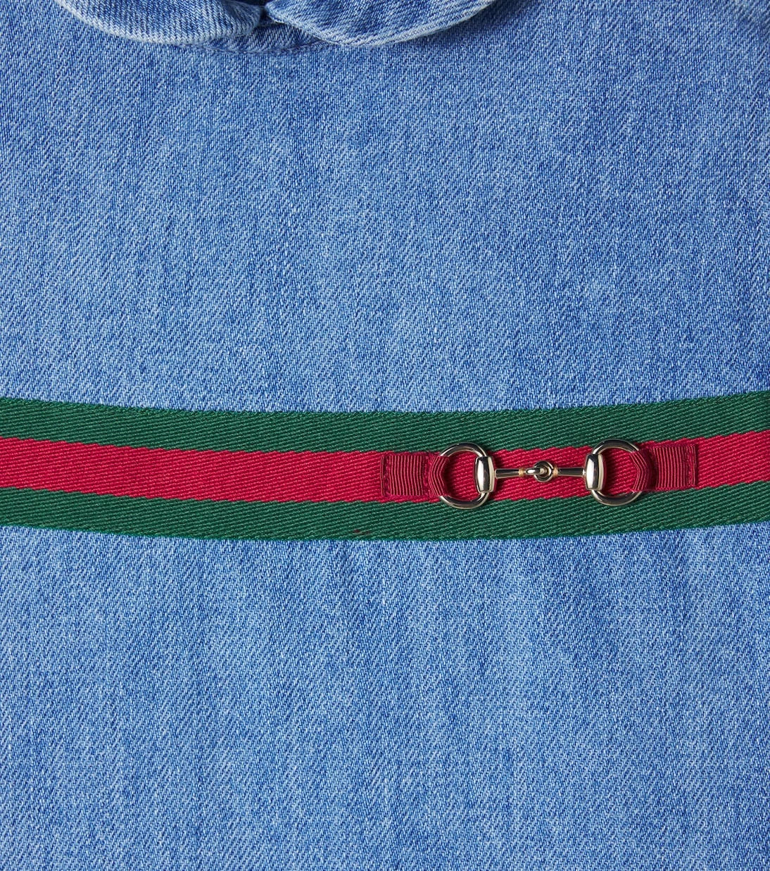 Gucci Kids - Horsebit Web Stripe denim dress