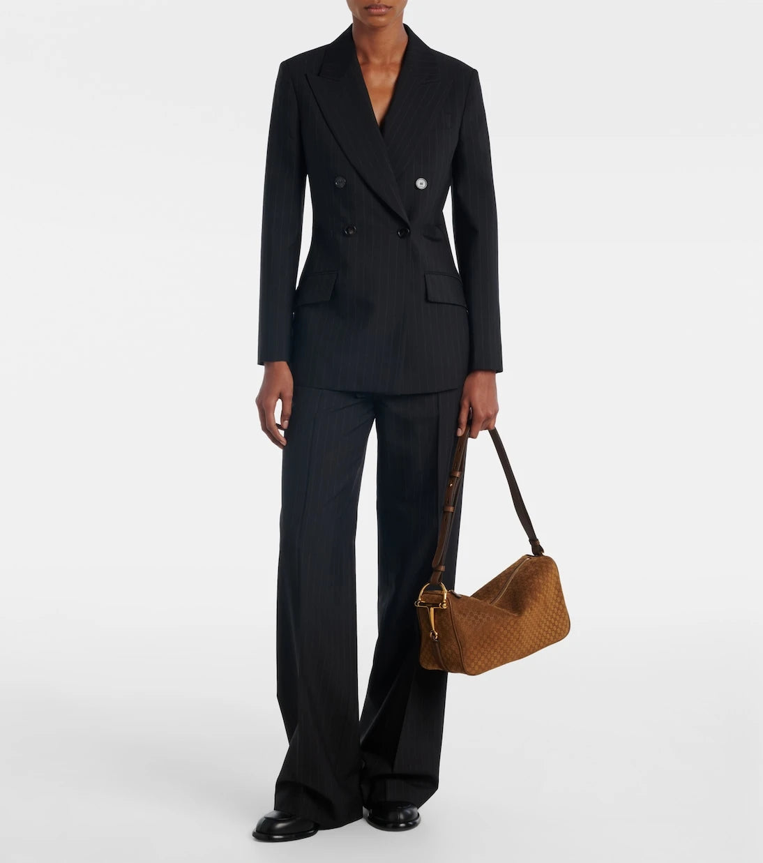 Gucci - Half Horsebit Medium suede shoulder bag