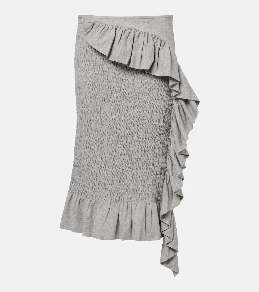 Dries Van Noten - Ruffled smocked cotton midi skirt