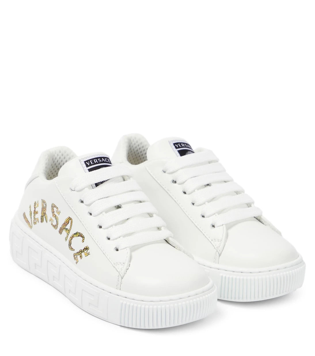 Versace Kids - Seashell Baroque leather low-top sneakers