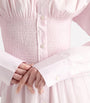 Pink Poplin Smocked-Waist Shirt Dress