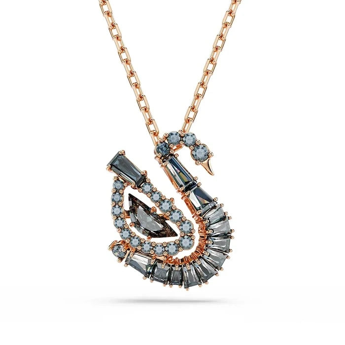 Swarovski kadın altın kaplama taşlı sallantılı kolye