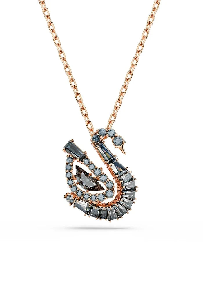 Swarovski kadın altın kaplama taşlı sallantılı kolye