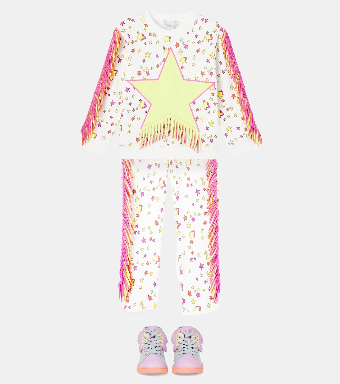 Stella McCartney Kids - Fringed printed cotton jersey sweatshirt