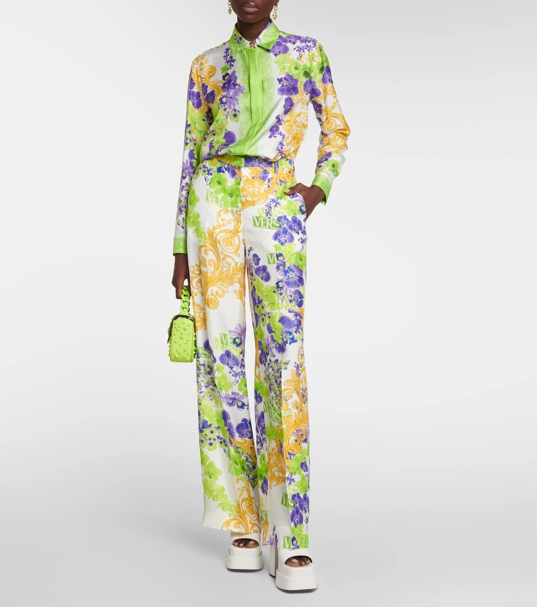 Versace - Floral wide-leg pants