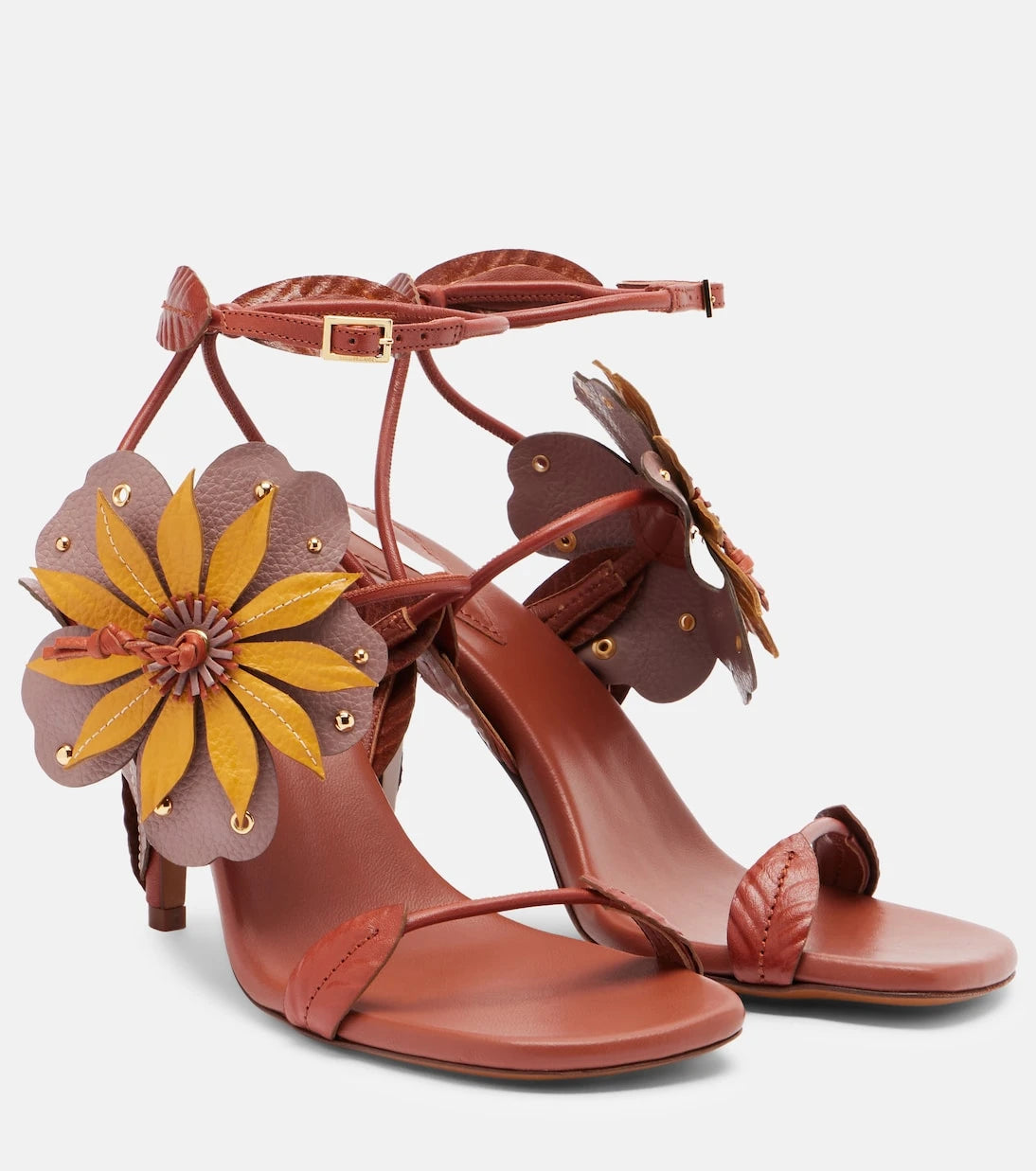 Zimmermann - Brightside floral-appliqué leather sandals