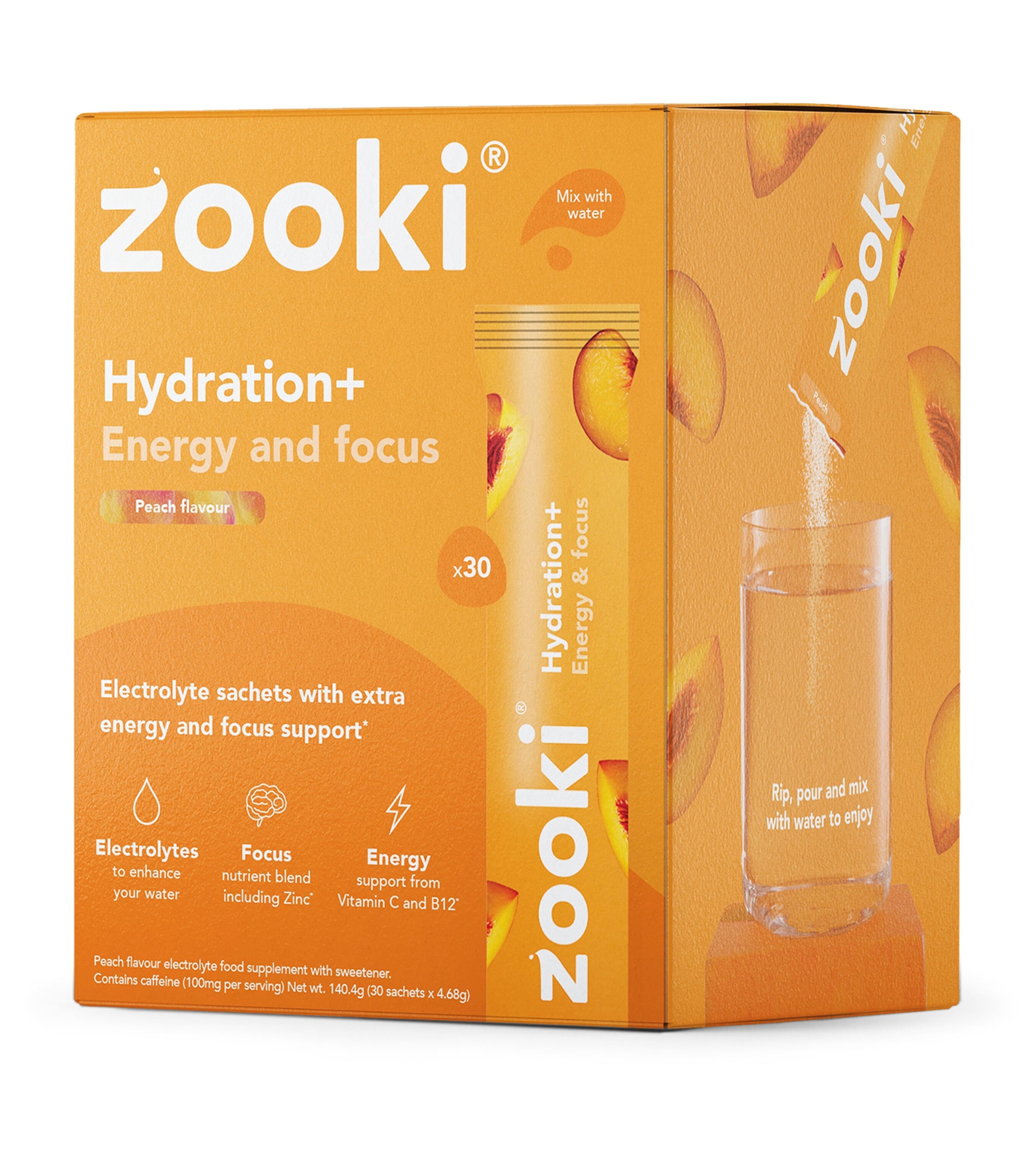 YourZooki Hydration + Energy and Focus Electrolyte Sachets (Pack of 30)