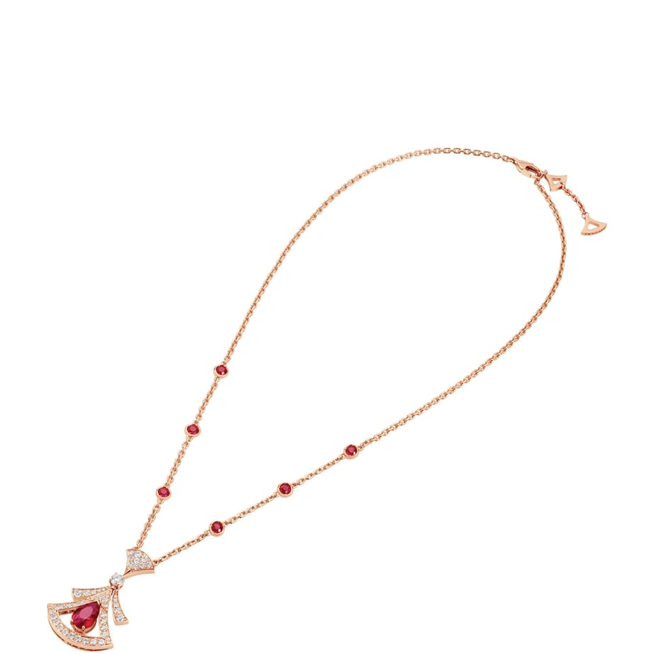 Rose Gold, Ruby and Diamond Divas' Dream Openwork Necklace