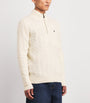 Polo Ralph Lauren White Wool-Cashmere Cable-Knit Quarter-Zip Sweater
