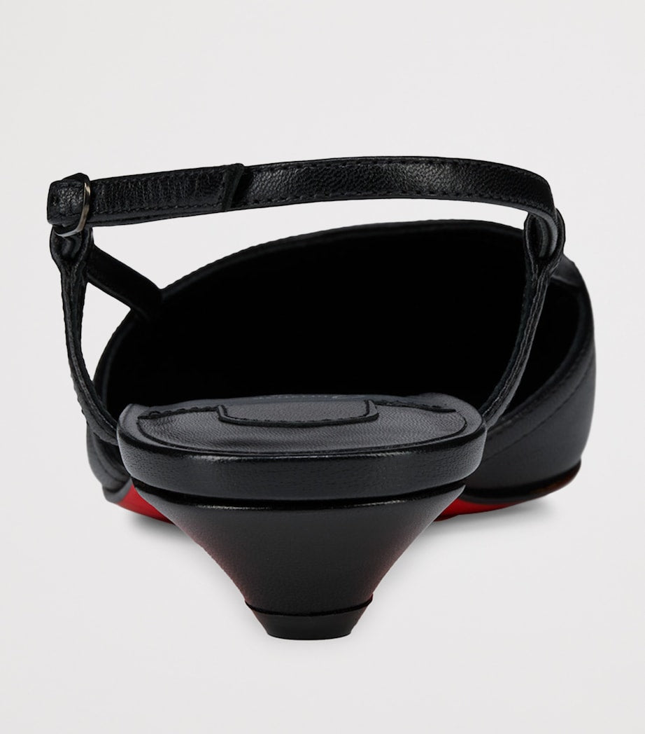 Christian Louboutin Black Miss Z Slingina Leather Pumps 25