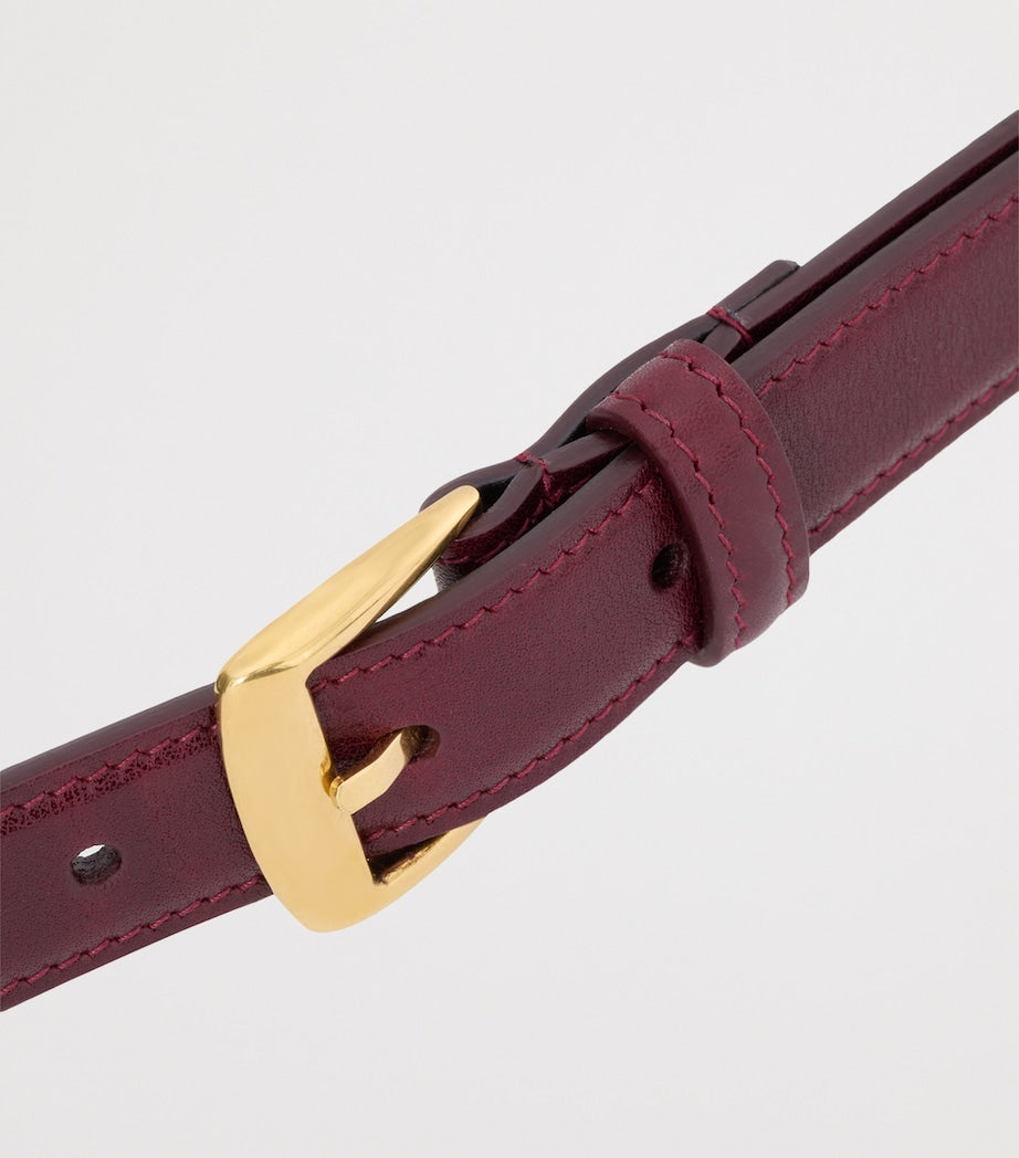 Saint Laurent Burgundy Leather Trapezoid Buckle Belt