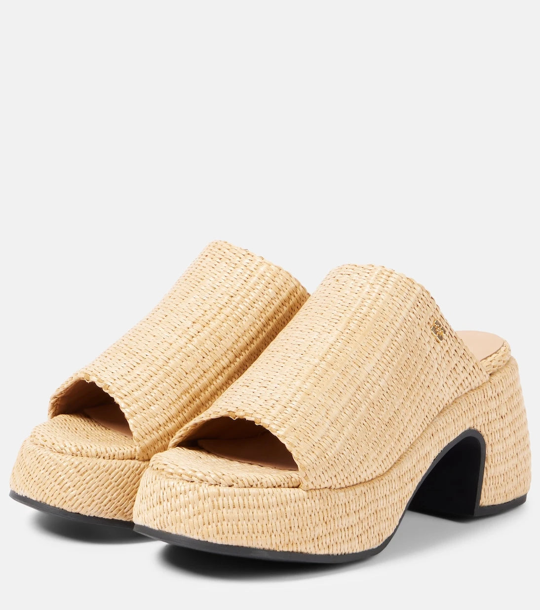 Ganni - Butterfly raffia platform mules