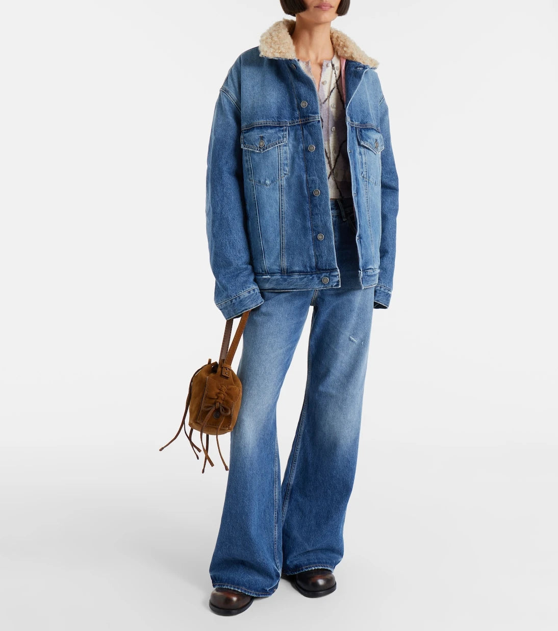 Acne Studios - Teddy-trimmed denim jacket