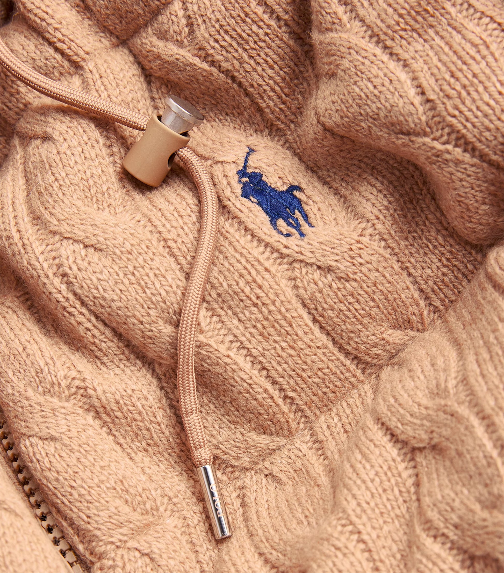 Polo Ralph Lauren Navy Wool-Cashmere Cable-Knit Puffer Jacket