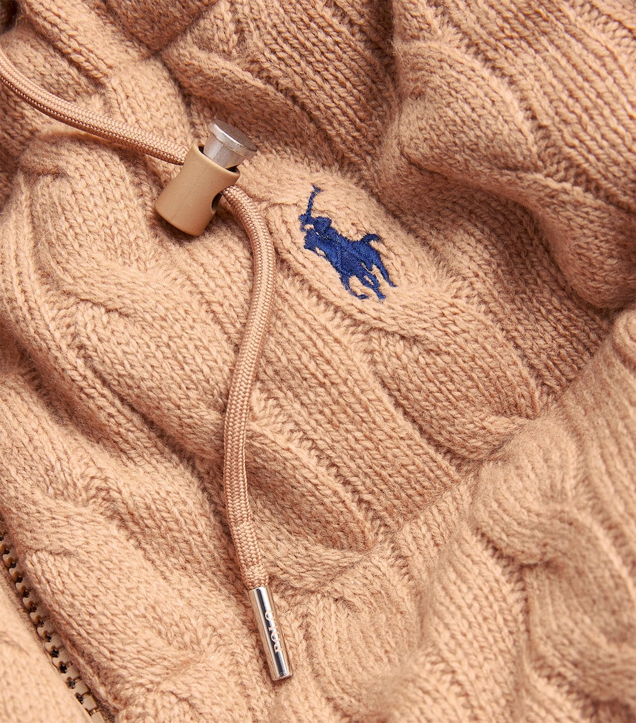 Polo Ralph Lauren Navy Wool-Cashmere Cable-Knit Puffer Jacket