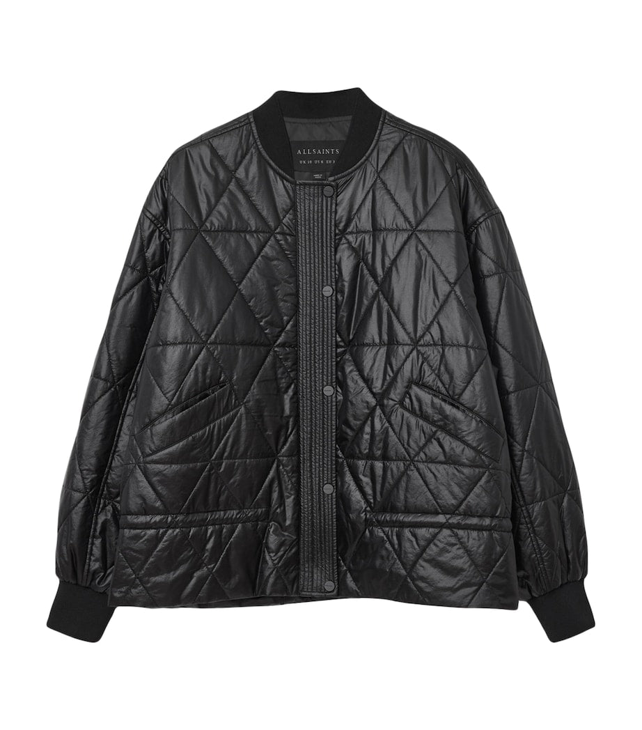 Black Quilted Alii Bomber Jacket