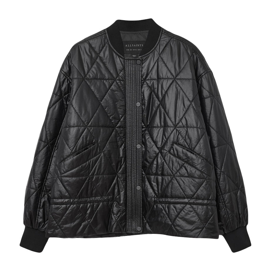 Black Quilted Alii Bomber Jacket