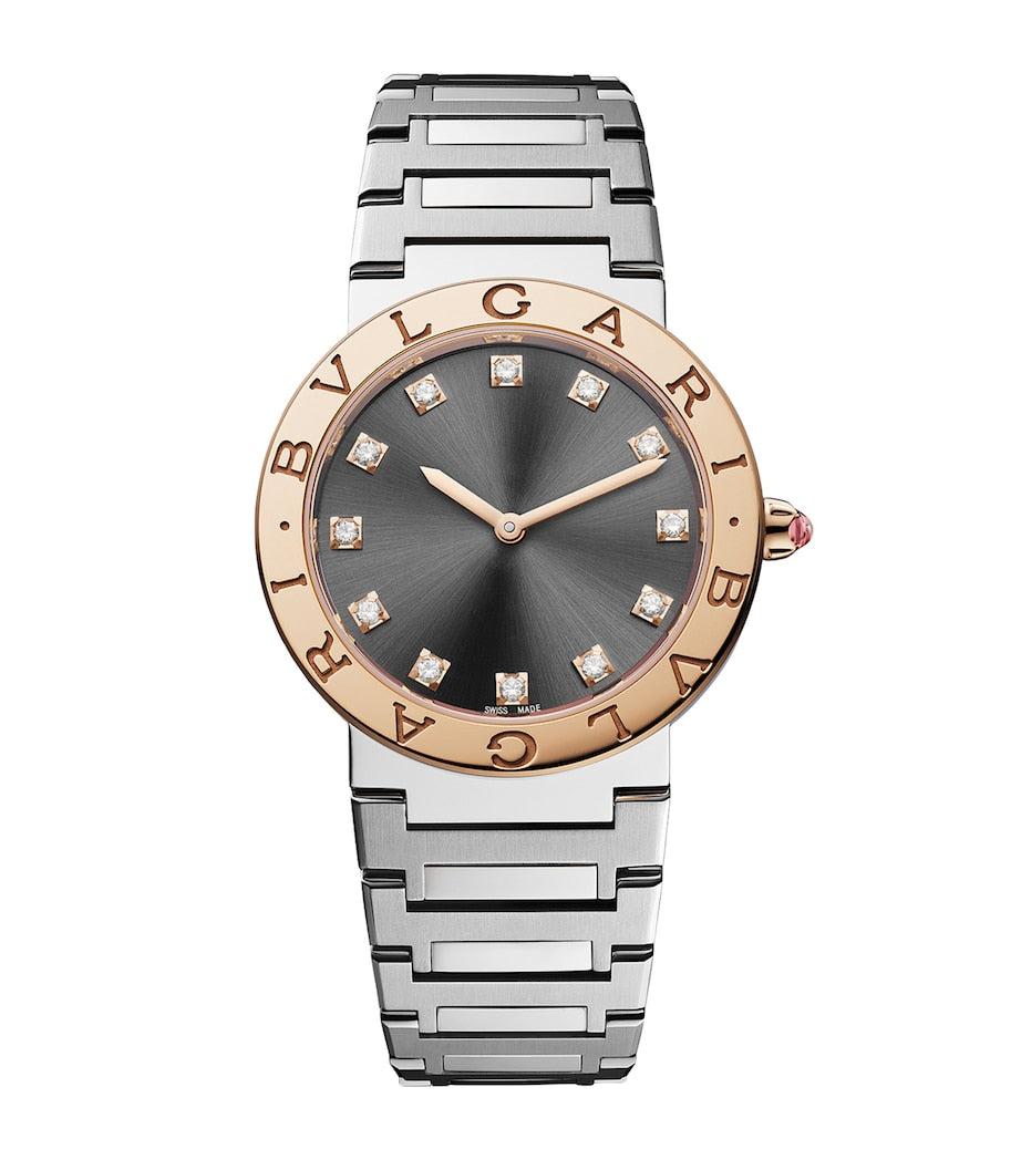 Stainless Steel, Rose Gold and Diamond Bvlgari Bvlgari Watch 33mm