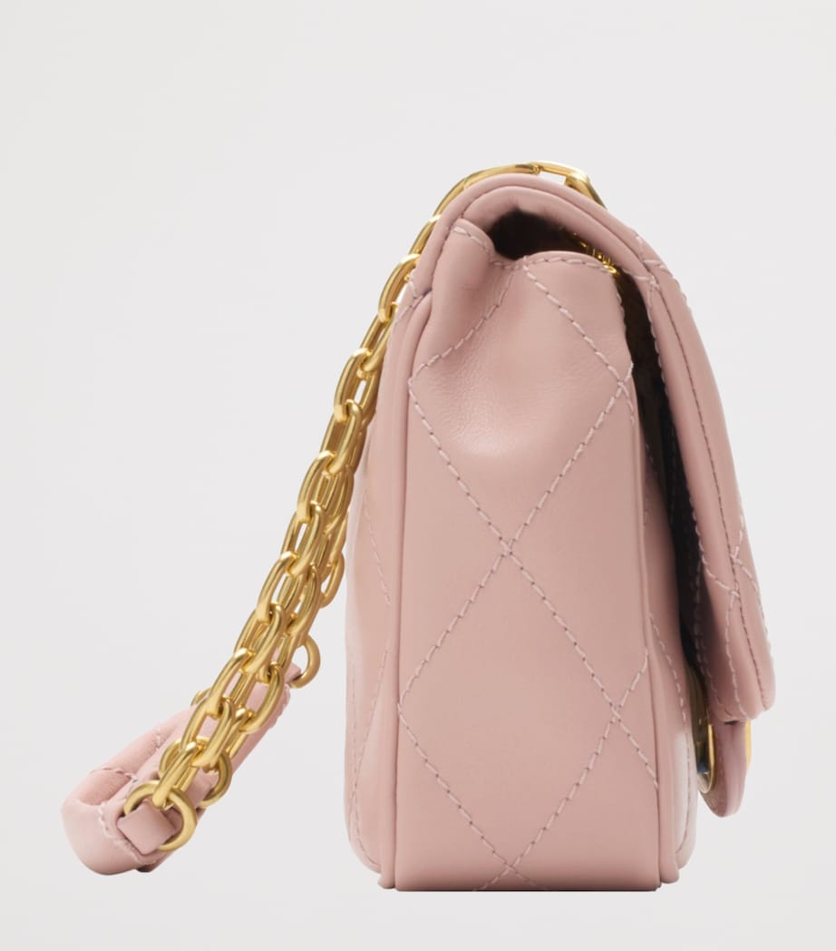 Pink Small Calfskin Strand Shoulder Bag