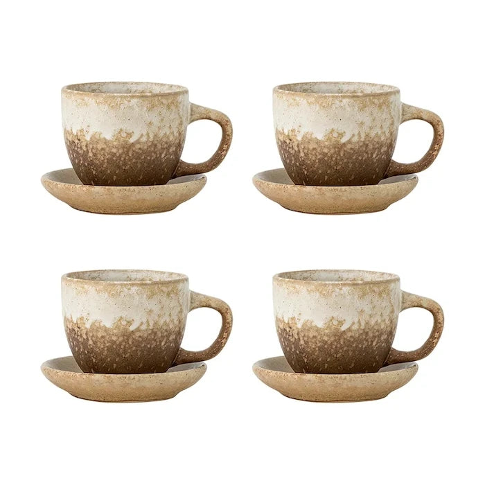 4 Kişilik Fincan ve Tabak Seti Bloomingville Brenta 180 ml (8 Parça)
