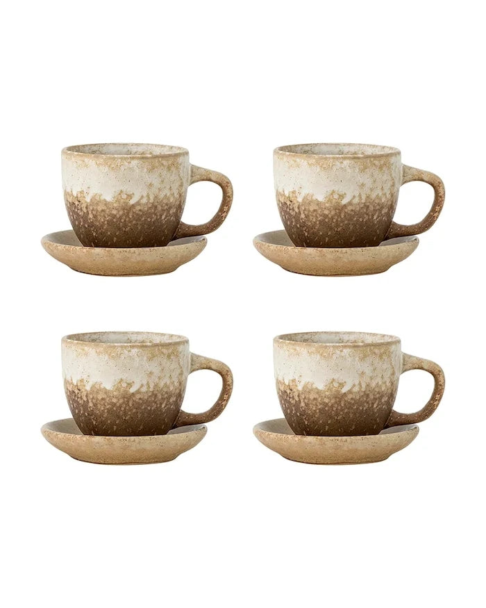 4 Kişilik Fincan ve Tabak Seti Bloomingville Brenta 180 ml (8 Parça)
