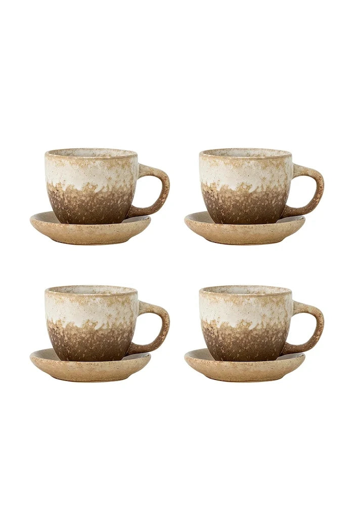 4 Kişilik Fincan ve Tabak Seti Bloomingville Brenta 180 ml (8 Parça)