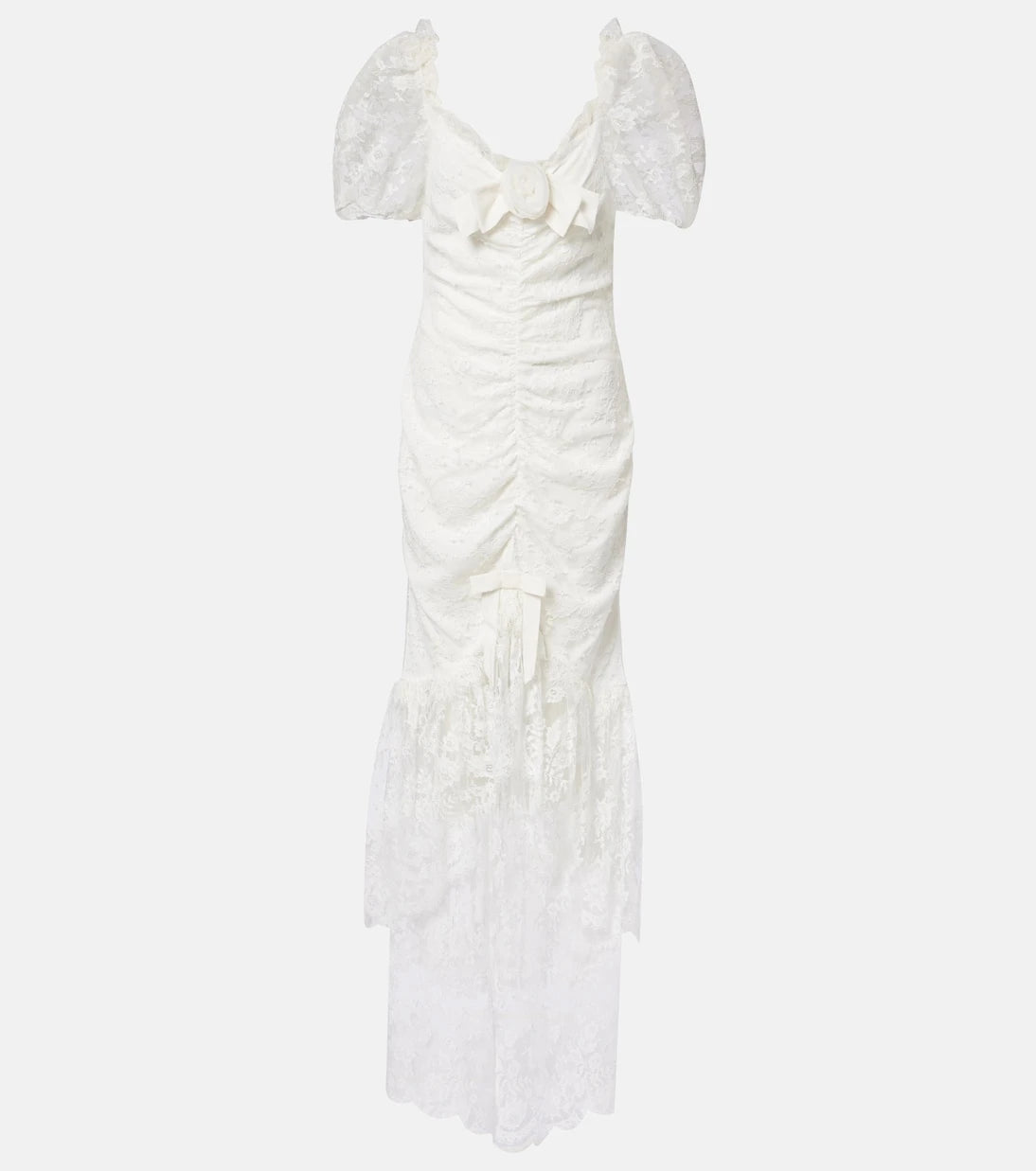 Alessandra Rich - Bow-detail ruched lace gown