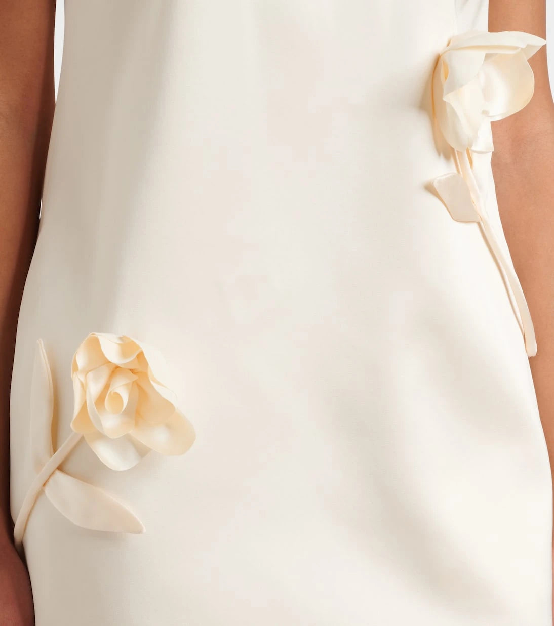 Self-Portrait - Floral-appliqué satin minidress
