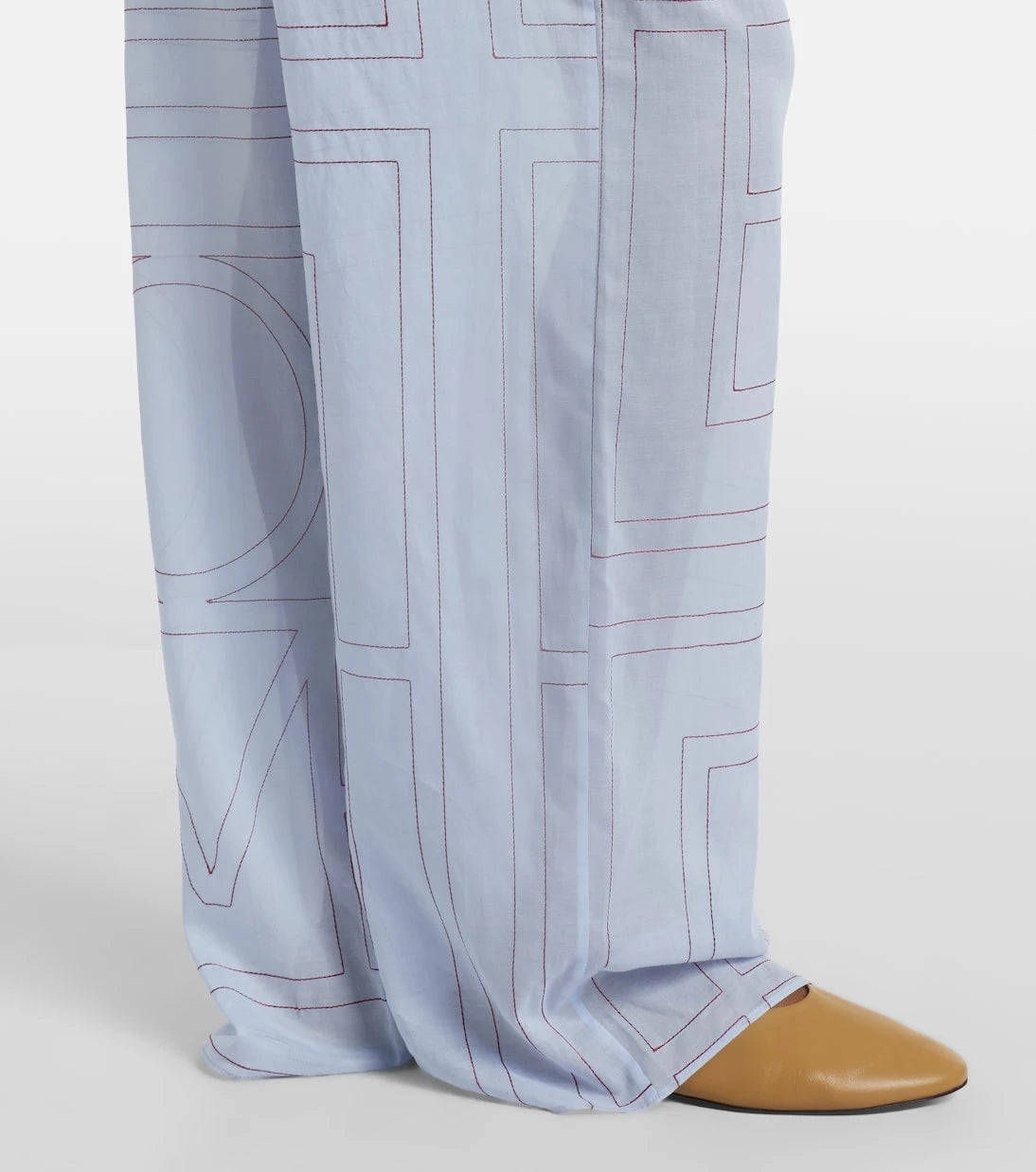 Toteme - Embroidered cotton-blend poplin pajama pants