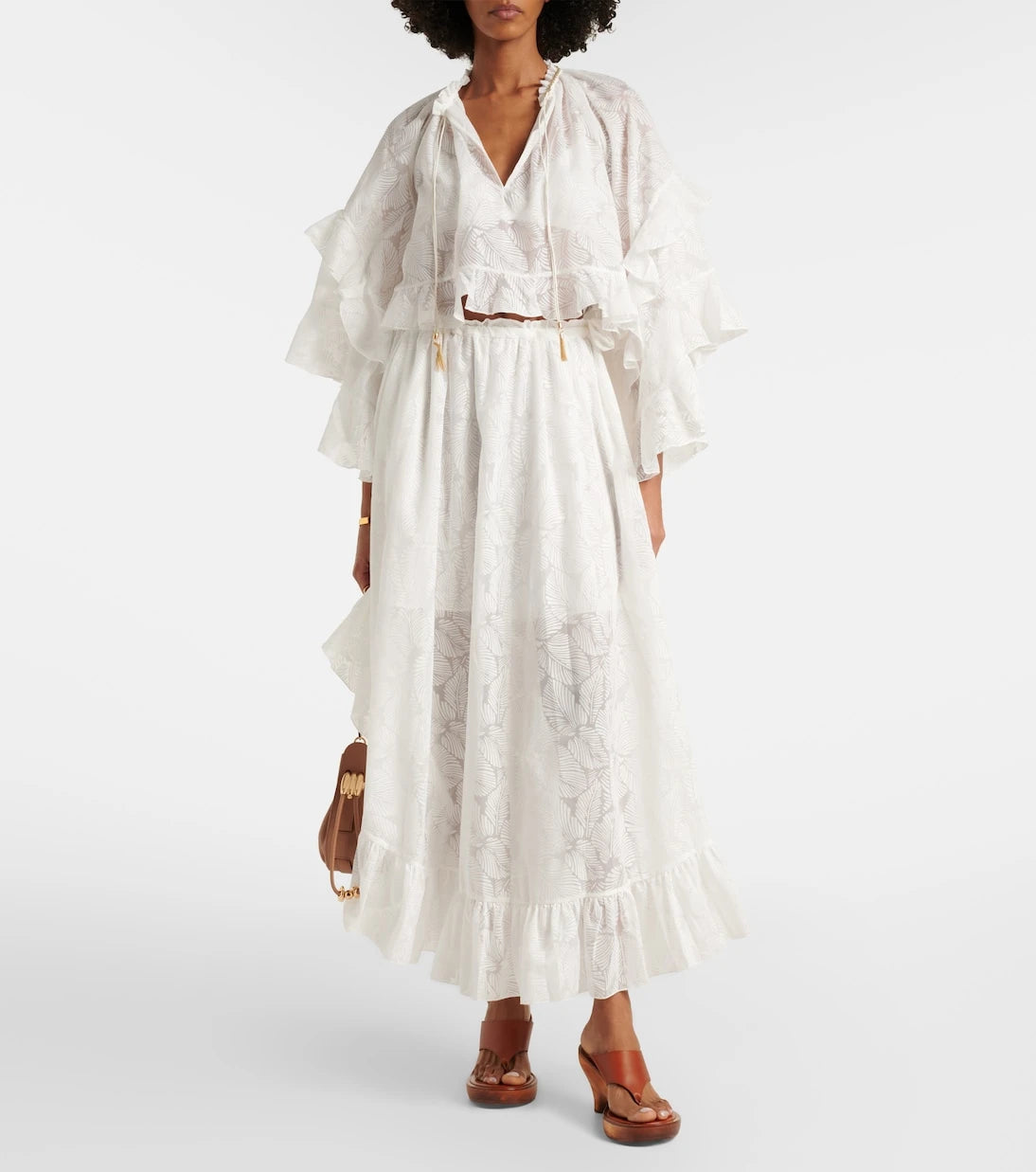 Zimmermann - Daylight ruffled cotton-blend maxi skirt