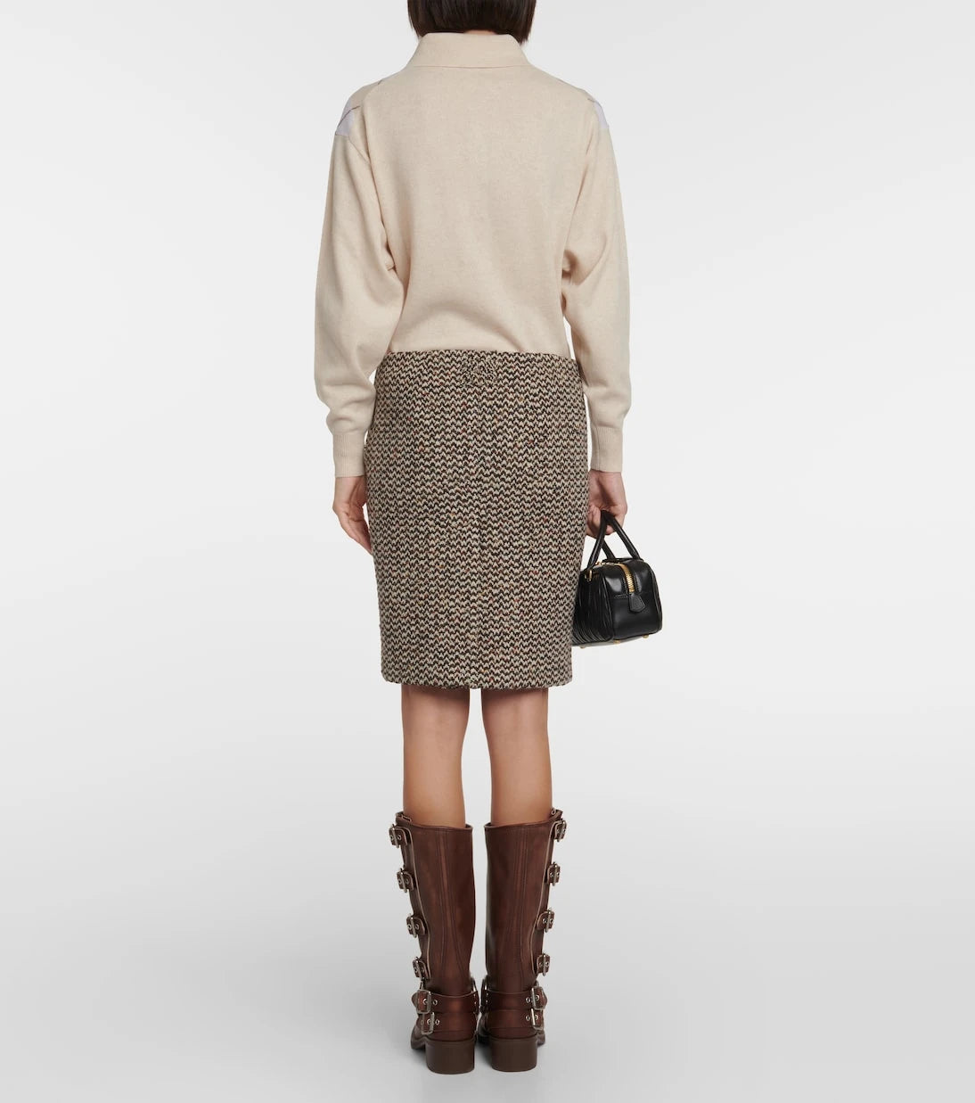Miu Miu - Wool and silk-blend bouclé pencil skirt