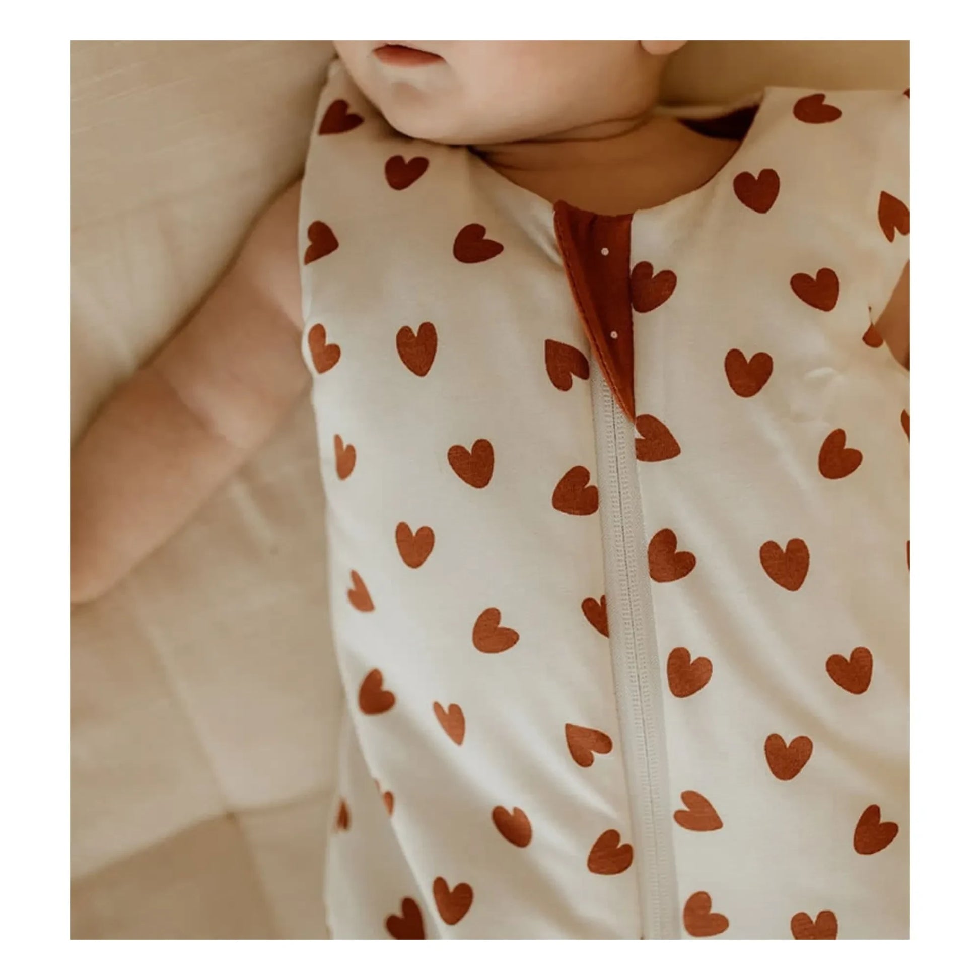 Les Petites Billes - Cœurs reversible multi-season sleeping bag | Terracotta