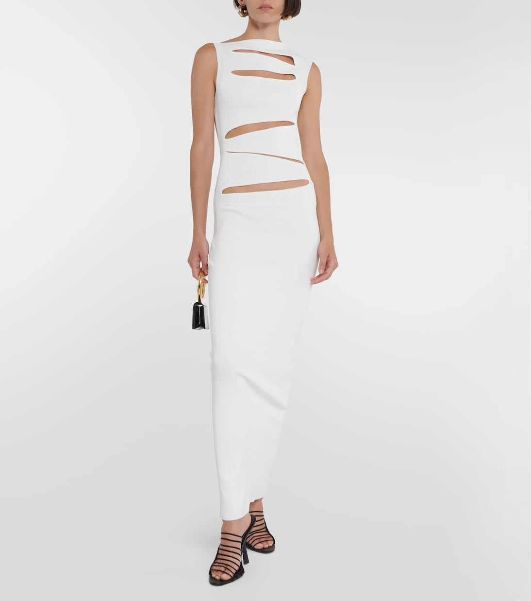 Christopher Esber - Cutout ribbed-knit paneled maxi dress