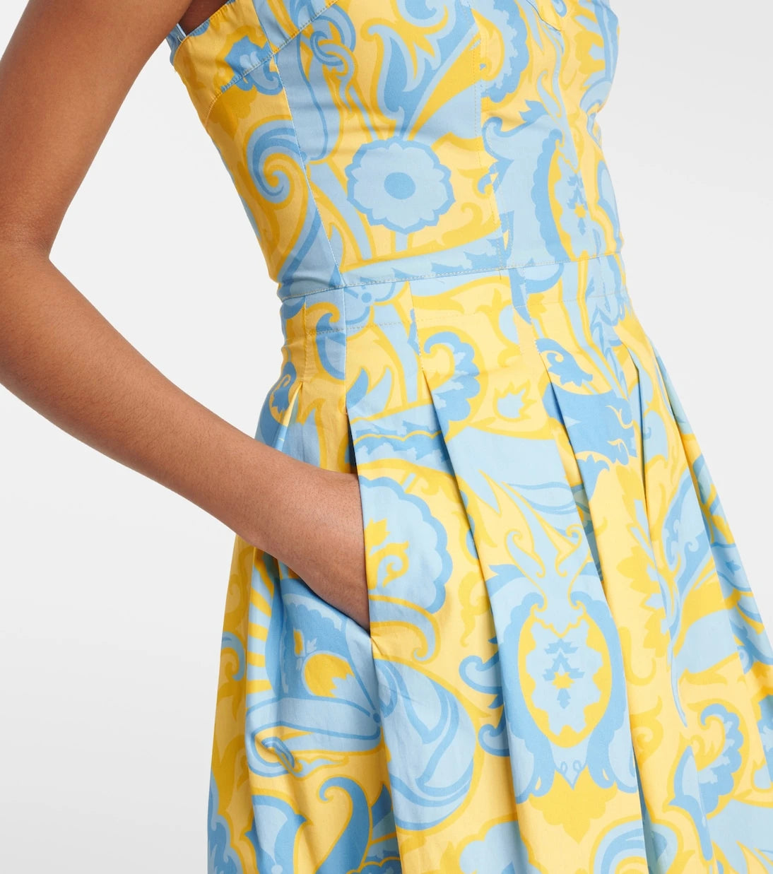 Etro - Paisley pleated cotton midi dress