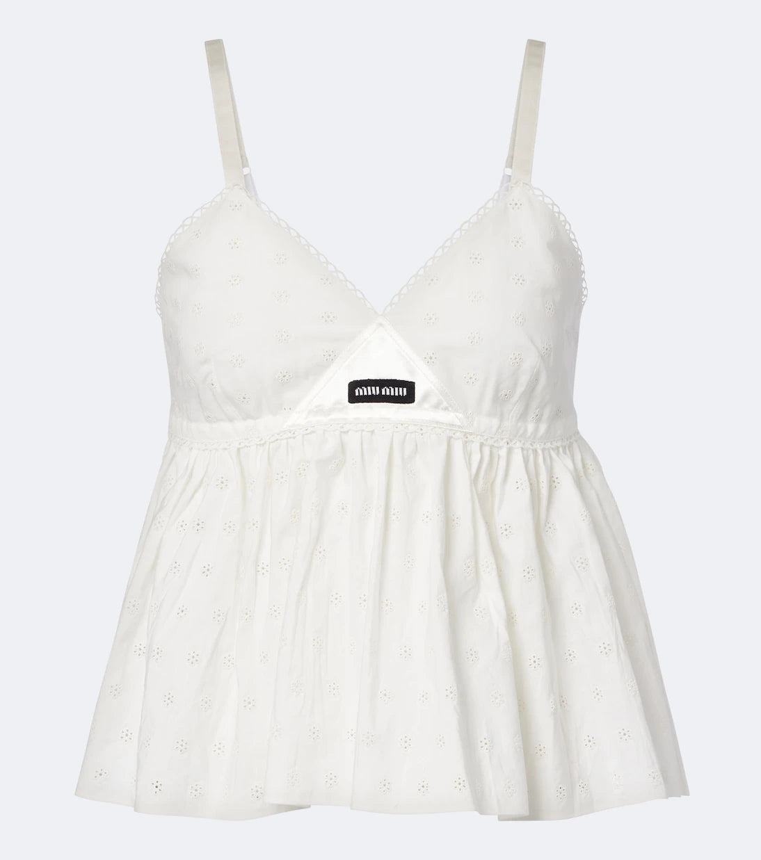 Miu Miu - Embroidered cotton and linen-blend top