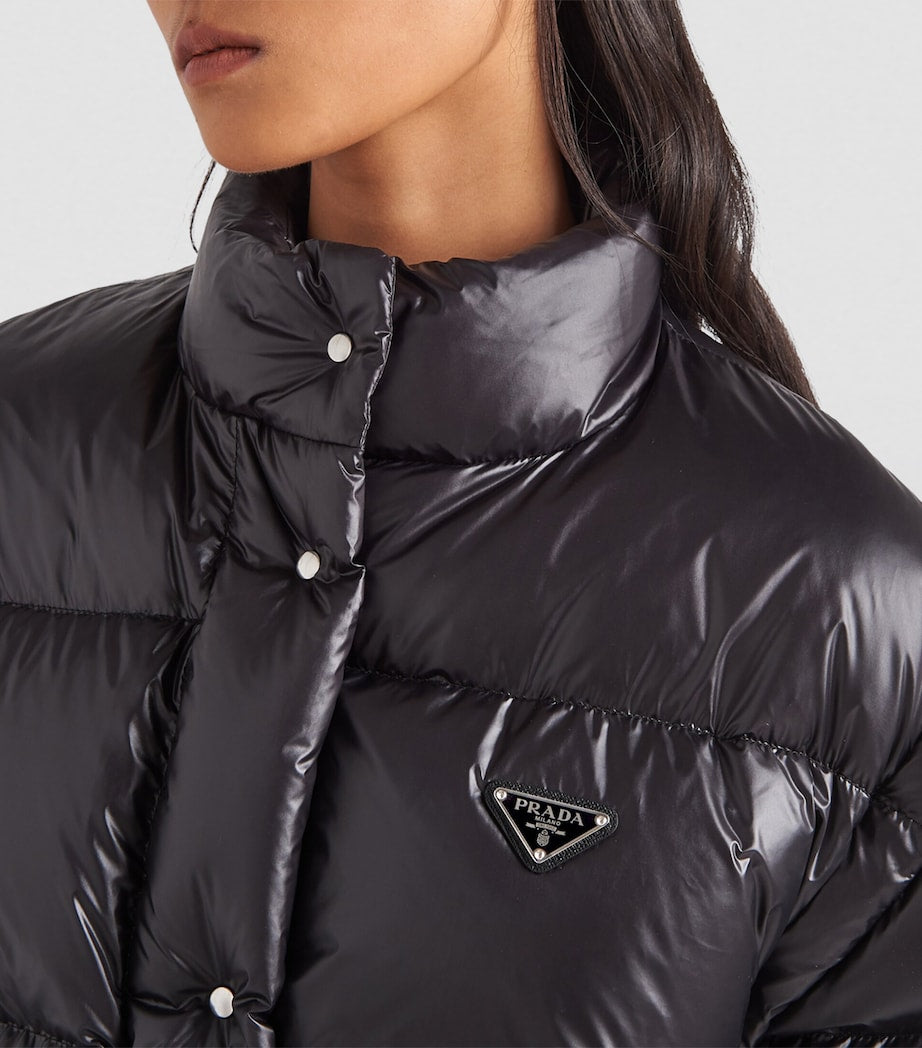 Prada Black Crop Re-Nylon Puffer Jacket