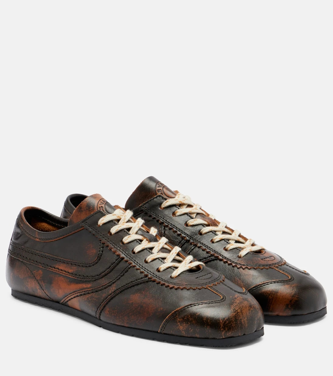 Dries Van Noten - Distressed leather sneakers