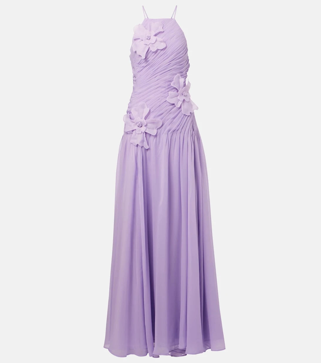 Leo Lin - Amaya floral-appliqué gathered gown