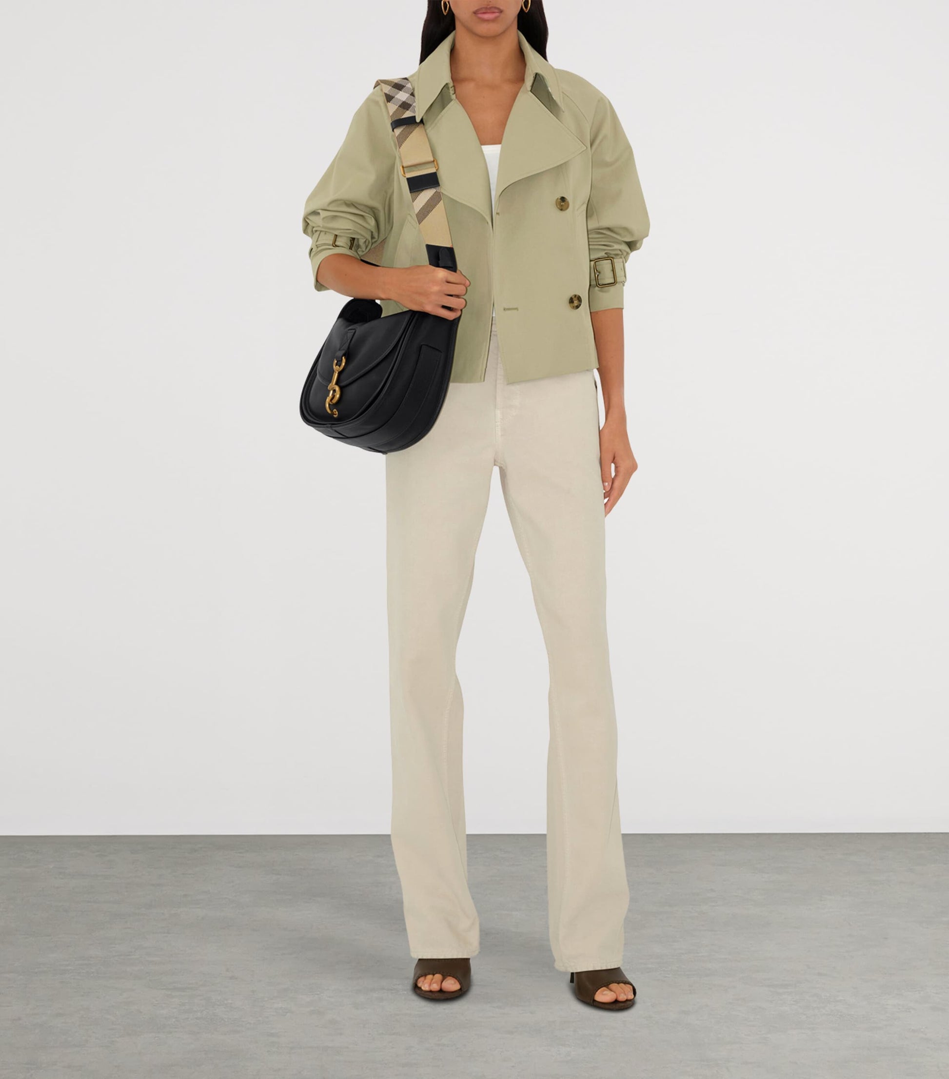 Burberry Small Calf Leather B Clip Messenger Bag