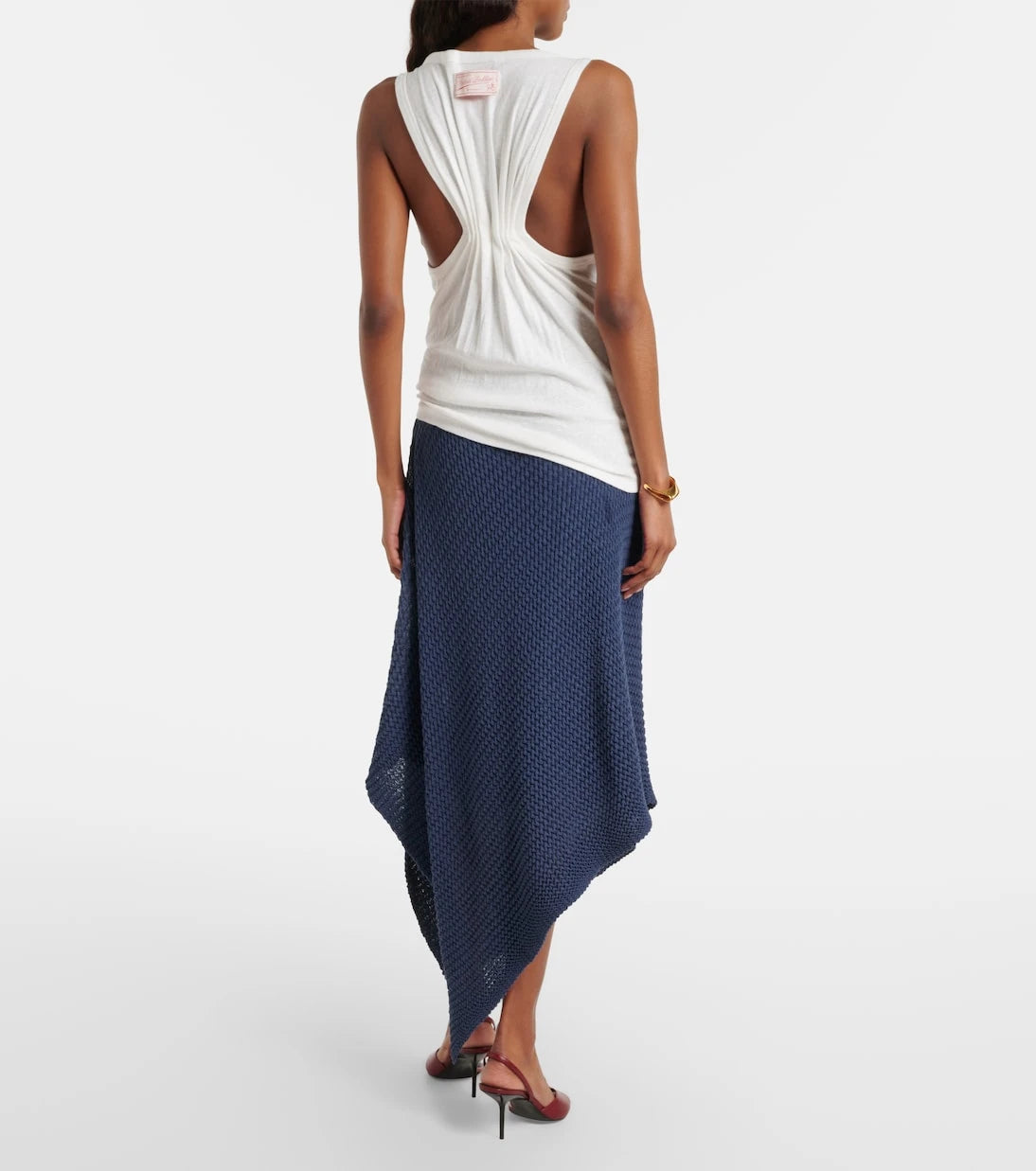 Victoria Beckham - Draped knitted cotton-blend midi skirt