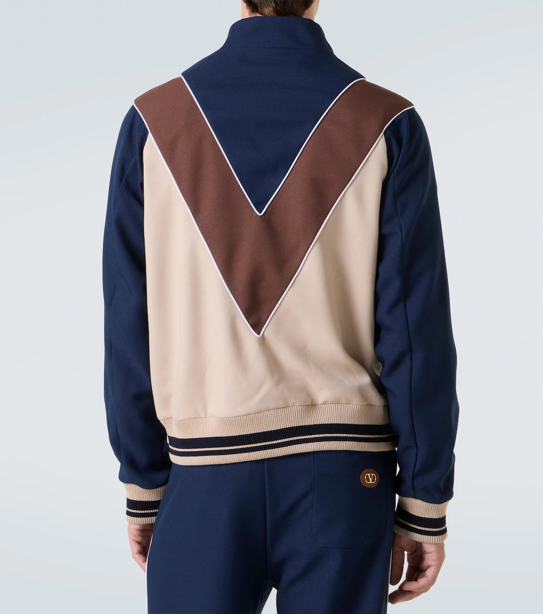 Valentino - Colorblocked logo zip-up sweatshirt