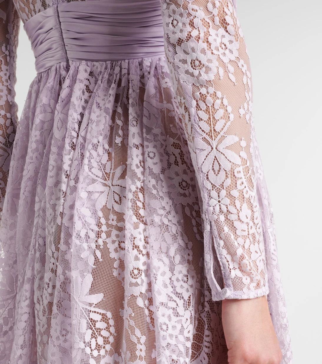 Self-Portrait - Sheer lace and satin minidress